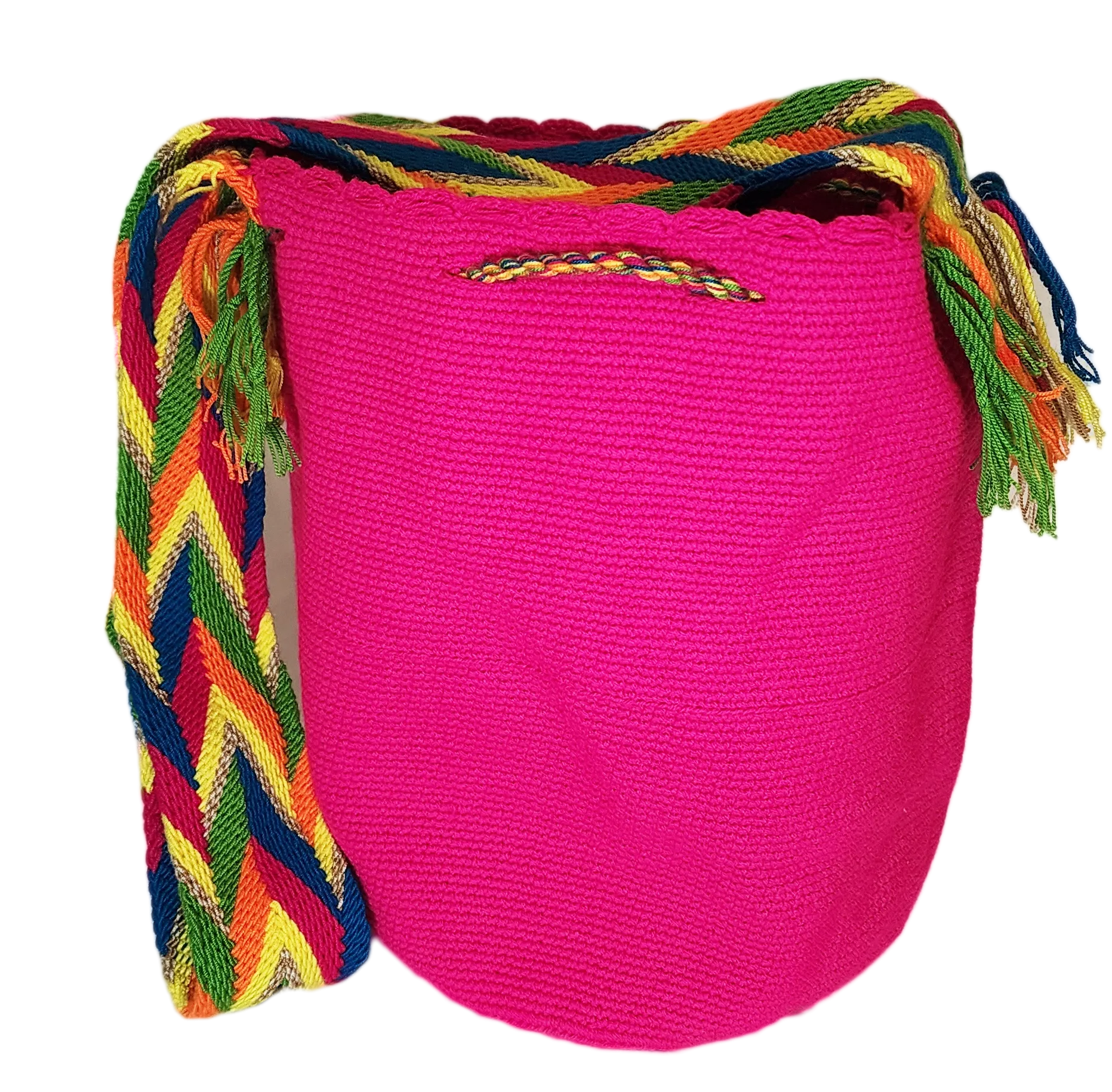 Victoria Unicolor Large Handmade Wayuu Mochila Bag (Pink)