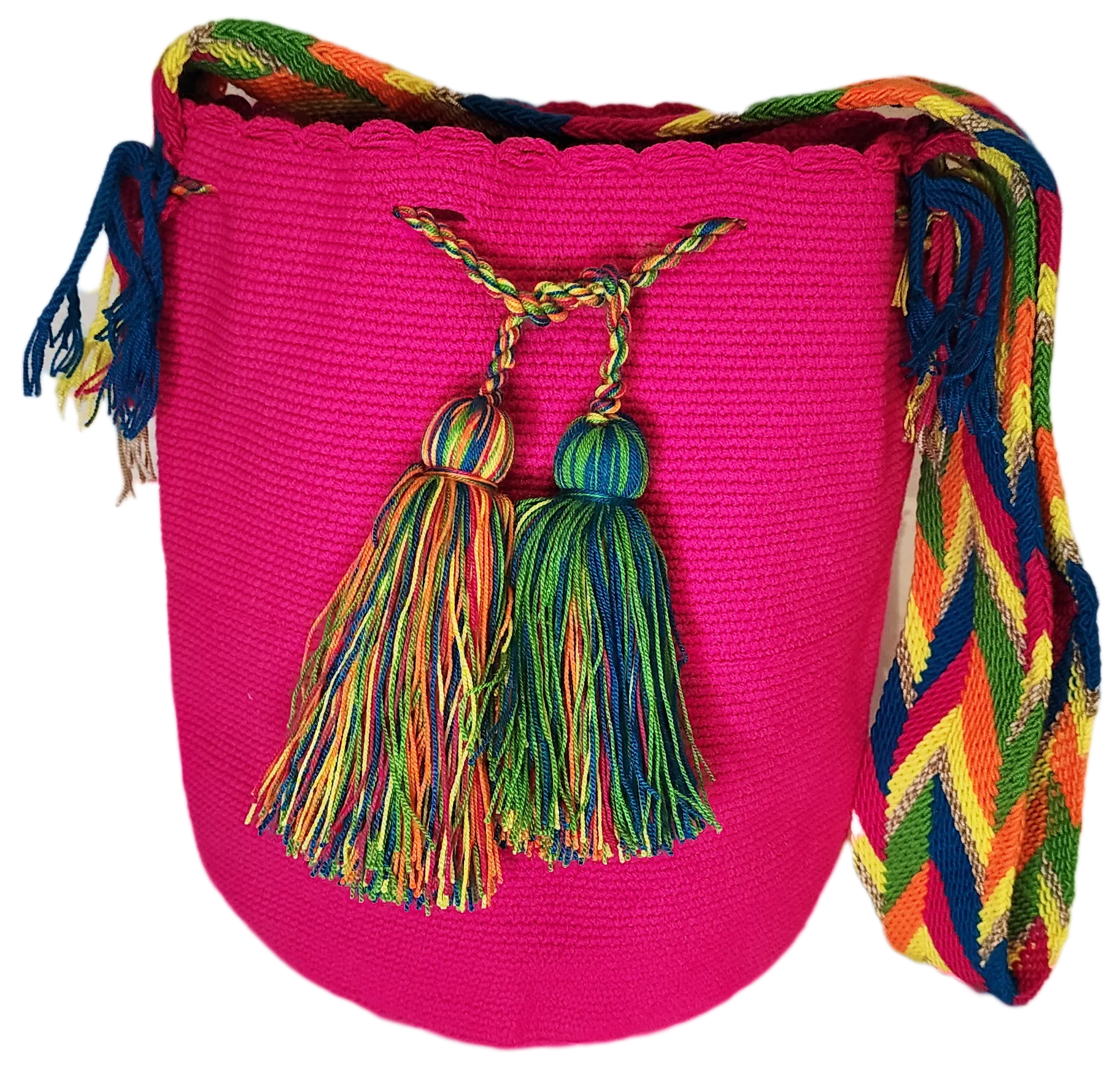 Victoria Unicolor Large Handmade Wayuu Mochila Bag (Pink)