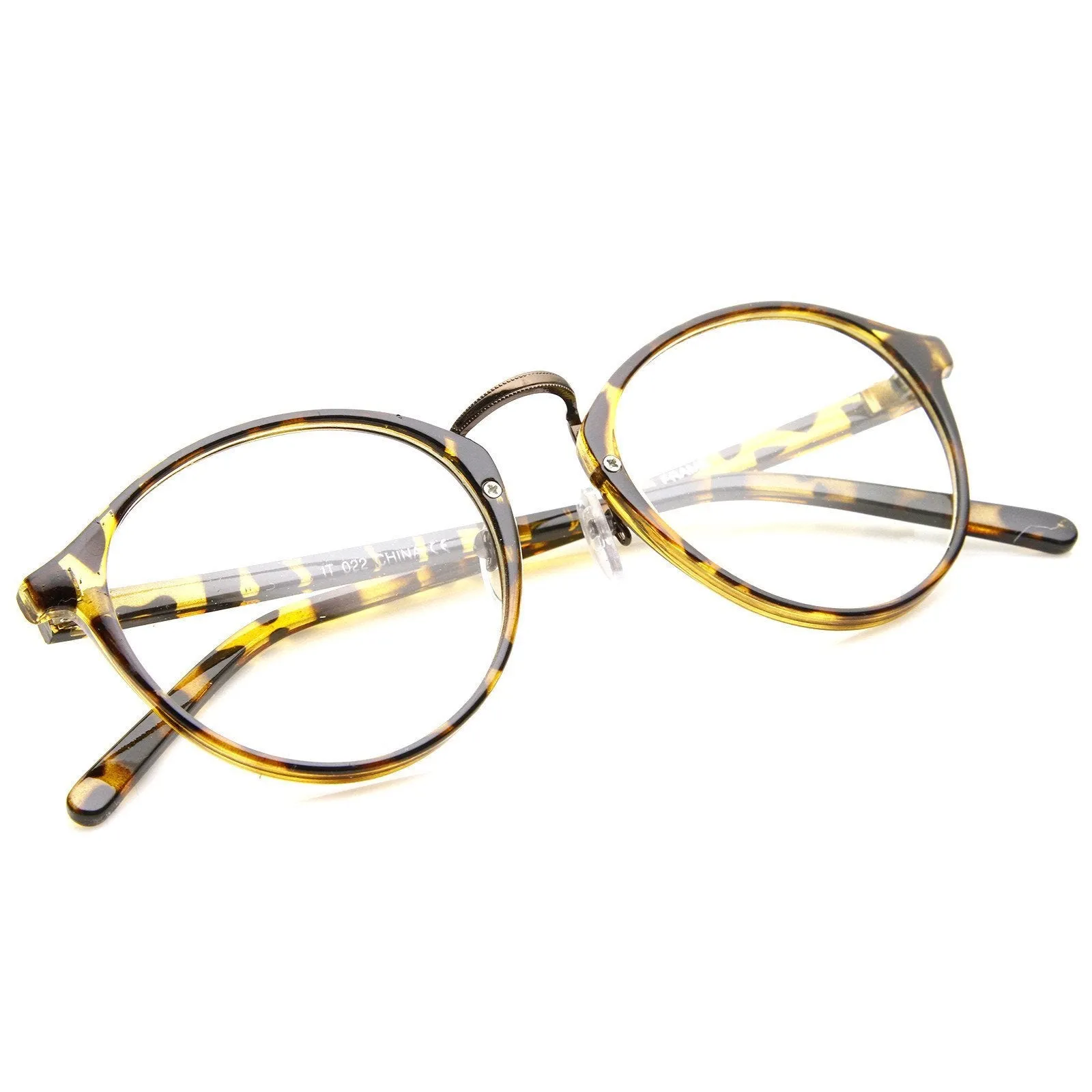 Vintage Dapper Indie Fashion Clear Lens Round Glasses