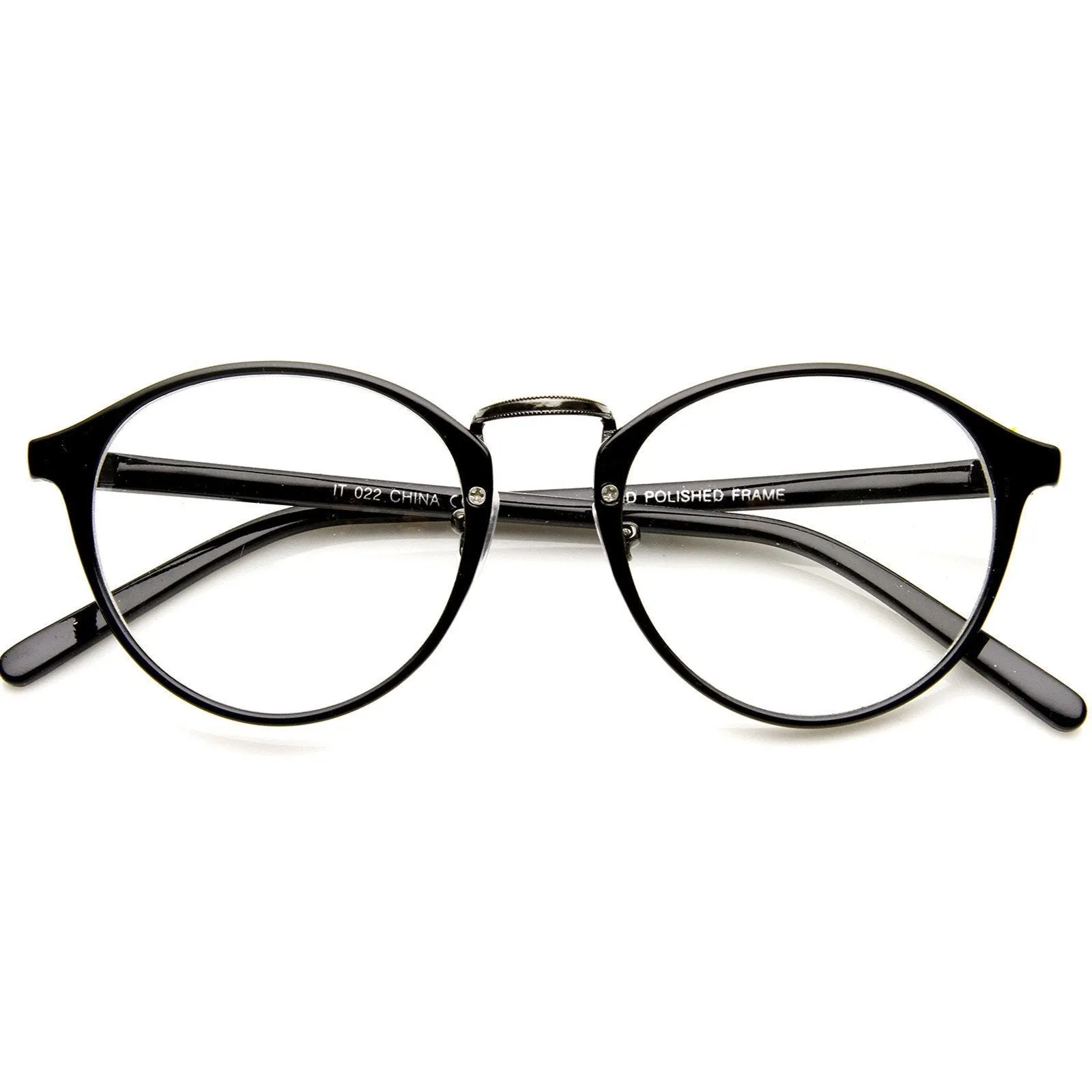 Vintage Dapper Indie Fashion Clear Lens Round Glasses