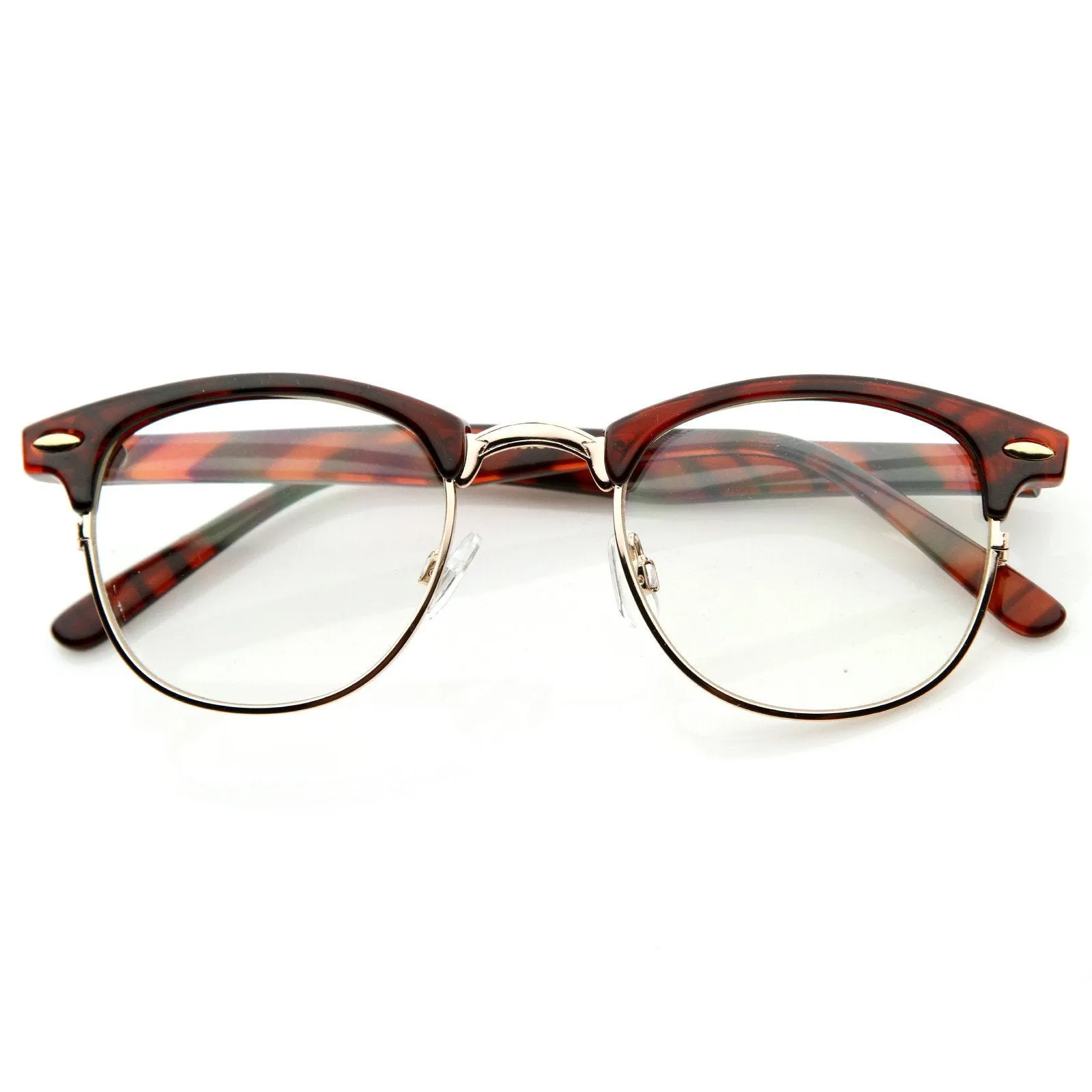 Vintage Optical RX Clear Lens Half Frame Glasses 49mm