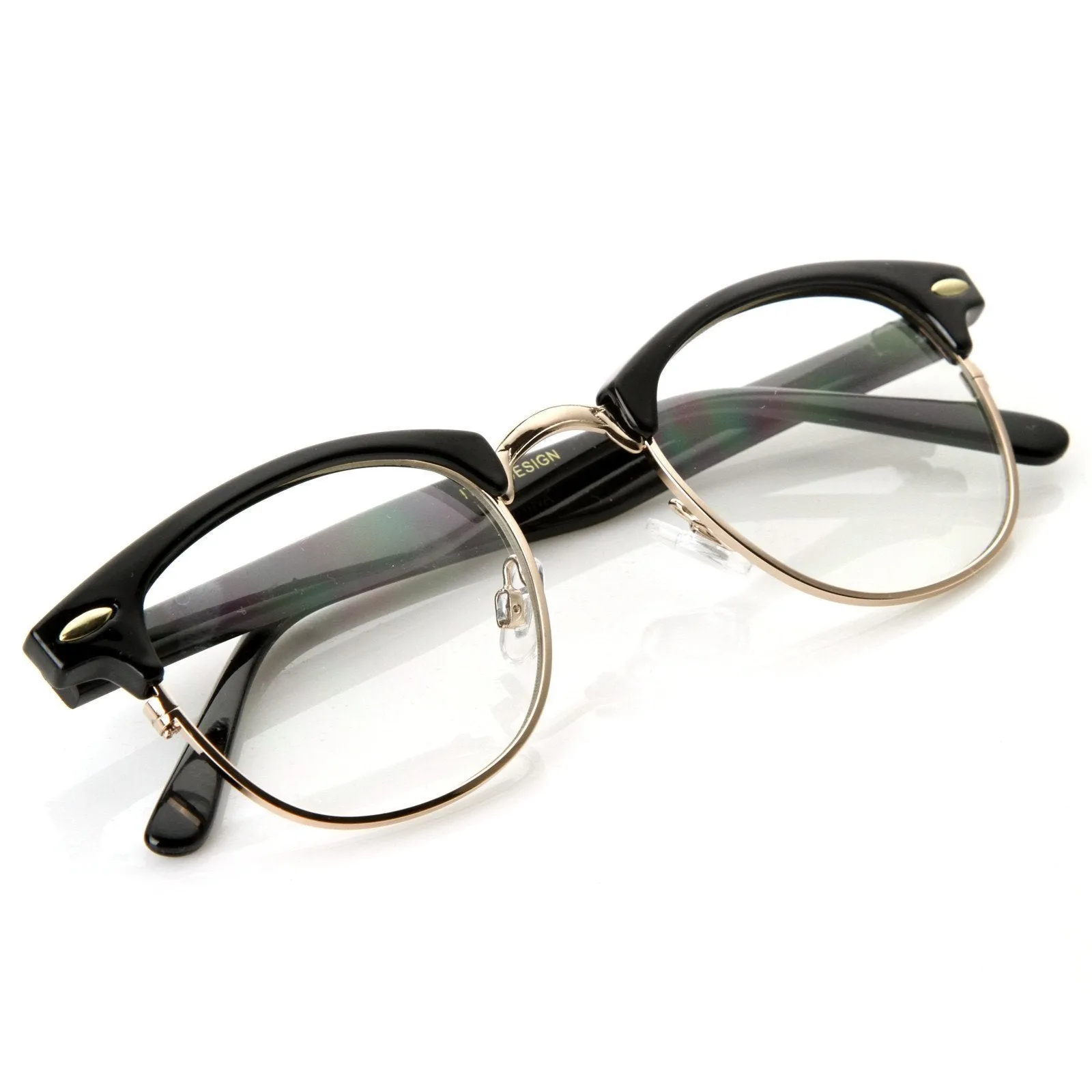 Vintage Optical RX Clear Lens Half Frame Glasses 49mm