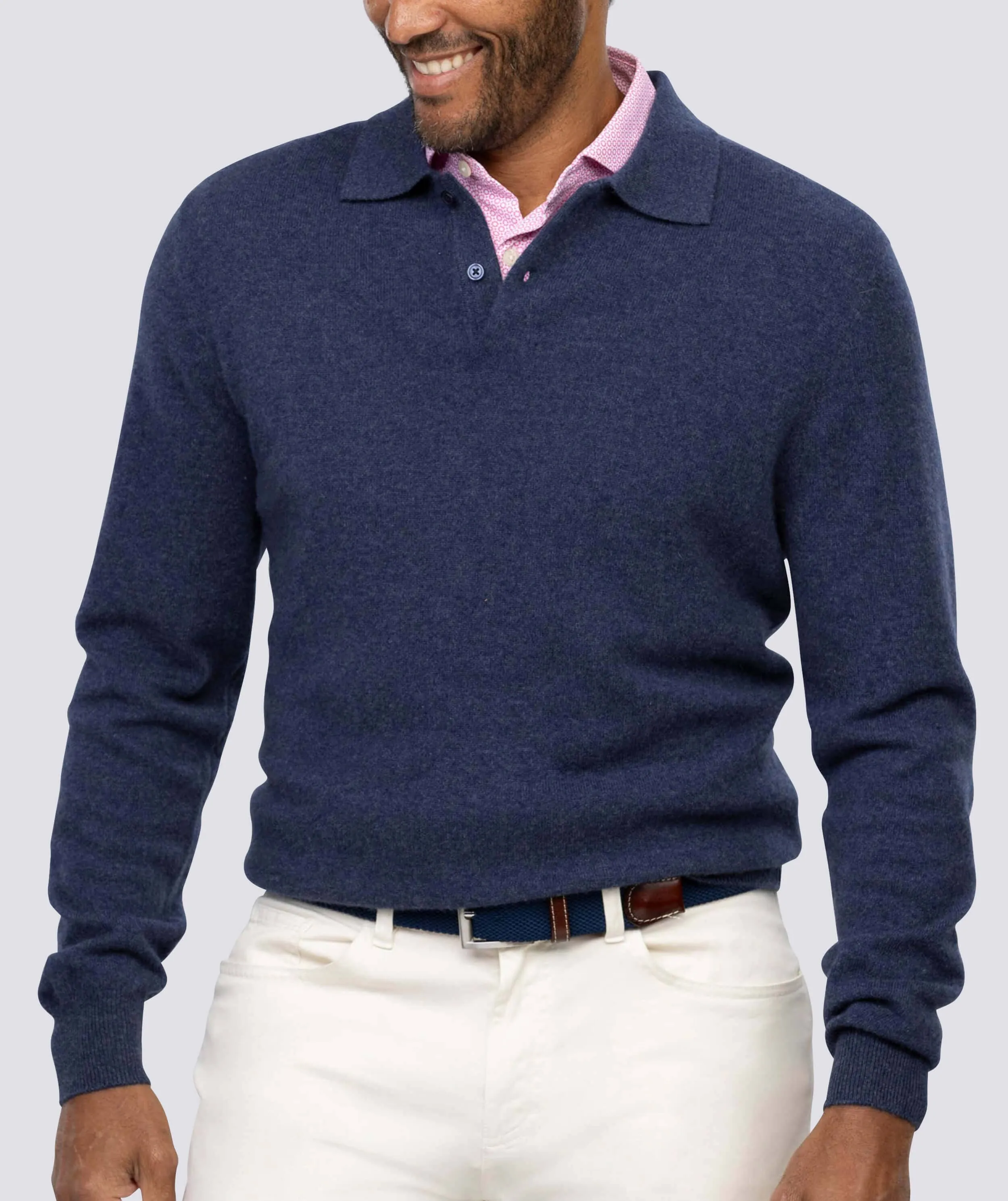 Wade 2-Button Cashmere Polo Sweater