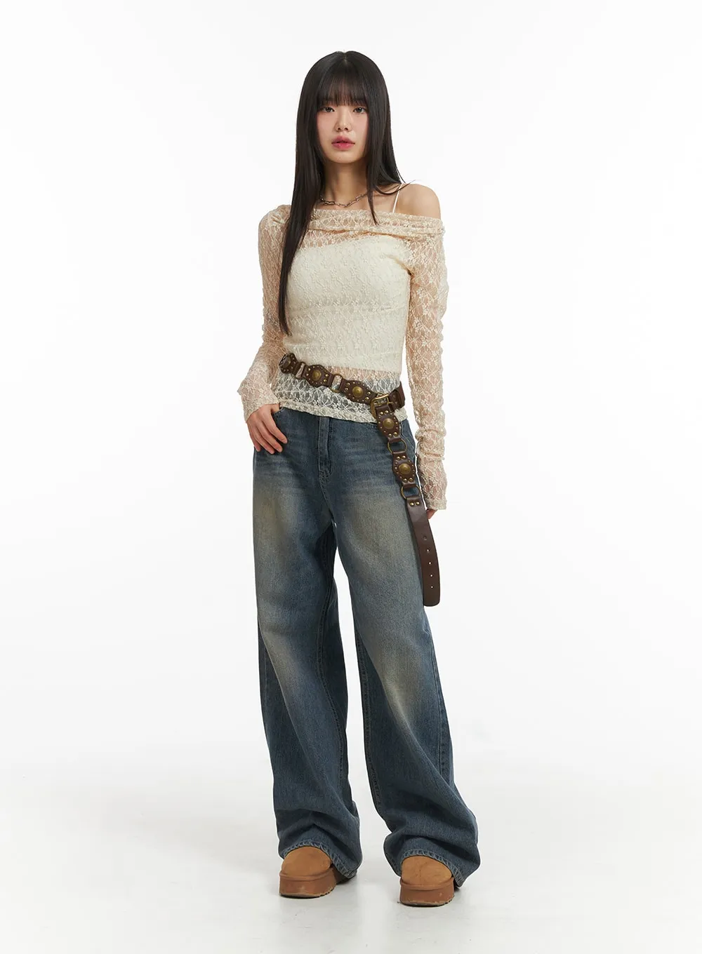 Wide Leg Denim Trousers CJ415