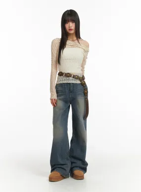 Wide Leg Denim Trousers CJ415