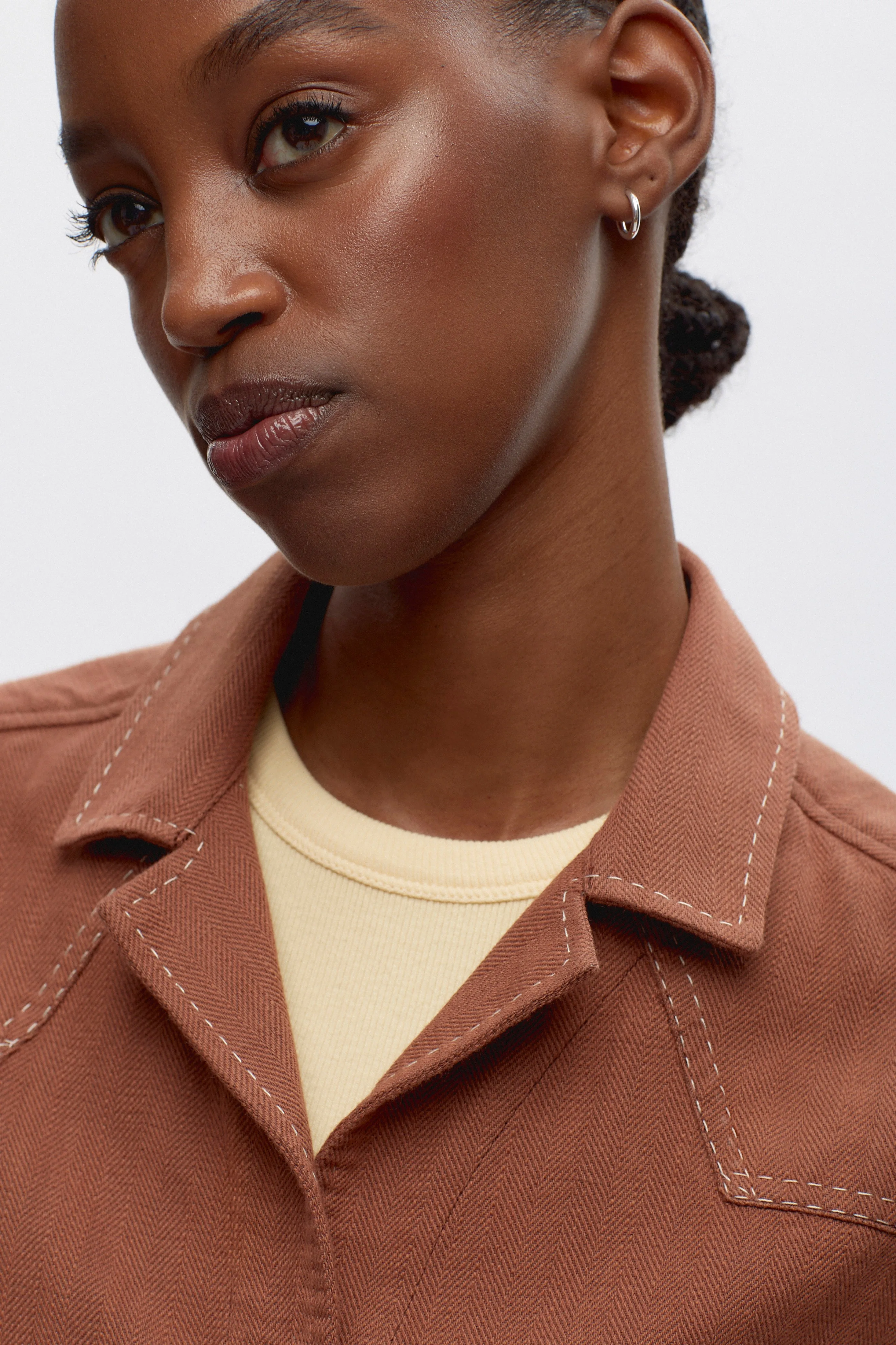 Women's Asmar Shirt in Caramel Herringbone