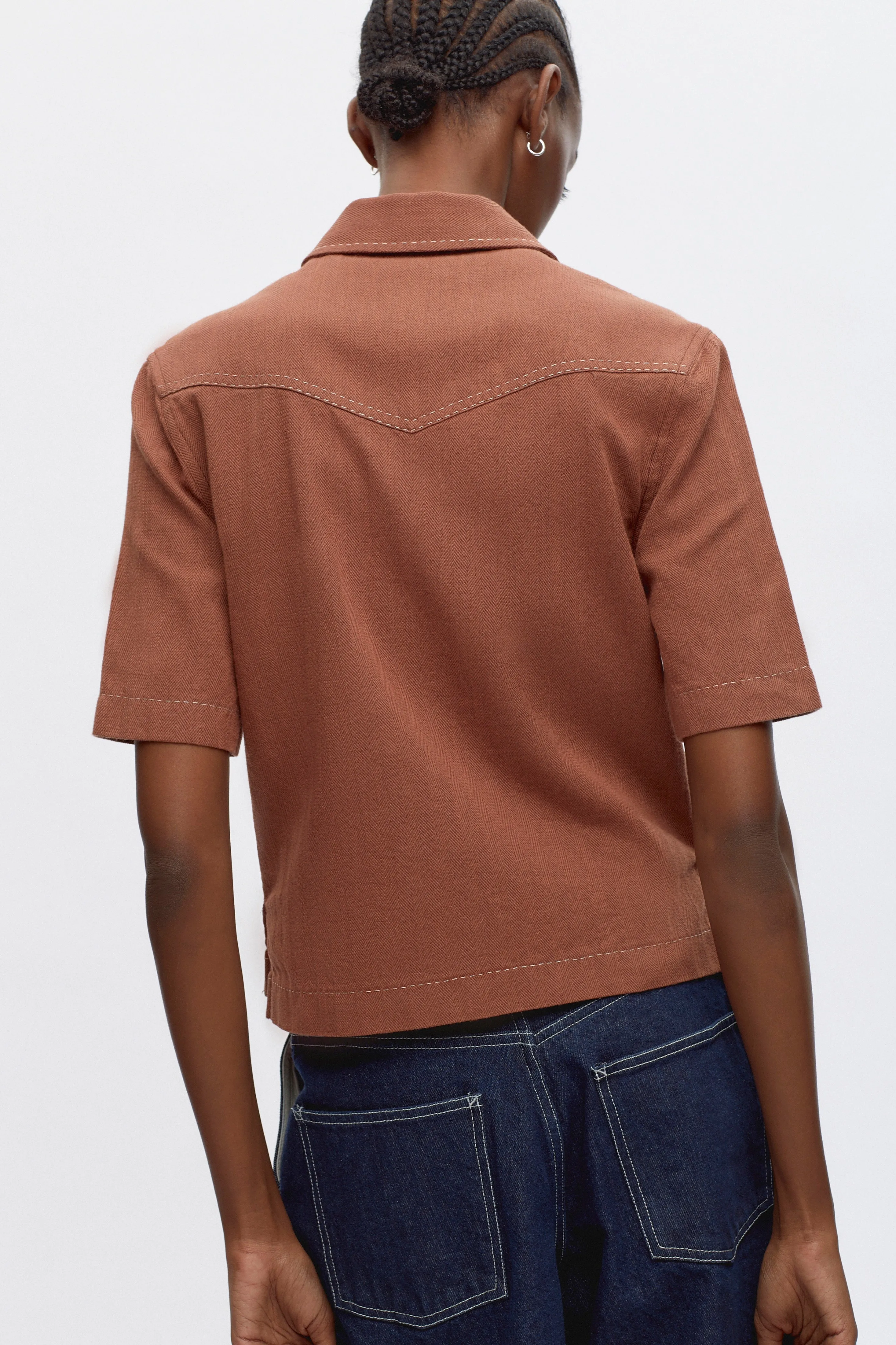 Women's Asmar Shirt in Caramel Herringbone