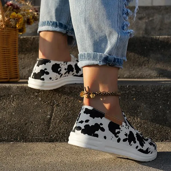 Women's Casual Canvas Leopard Print Flat Sneakers 35030889S