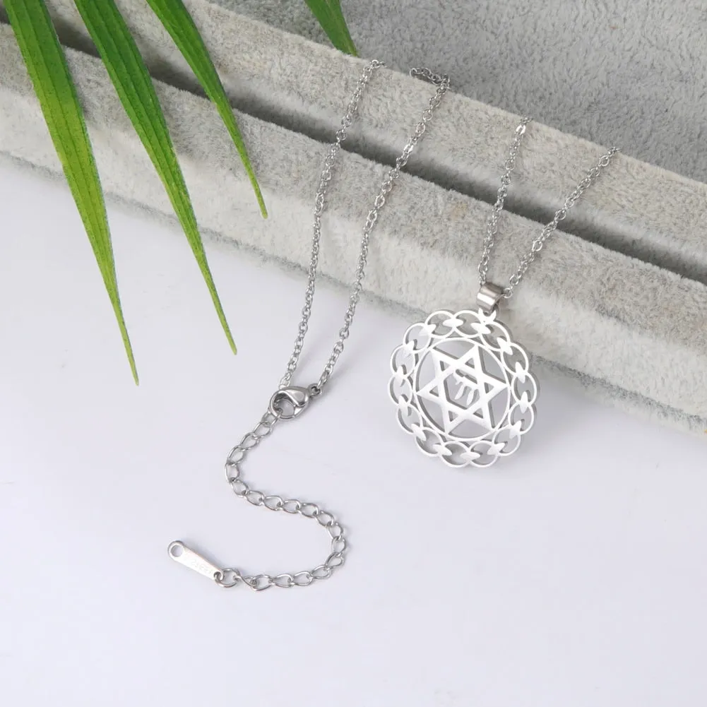 Women's Star of David Pendant Necklace with Chai Symbol