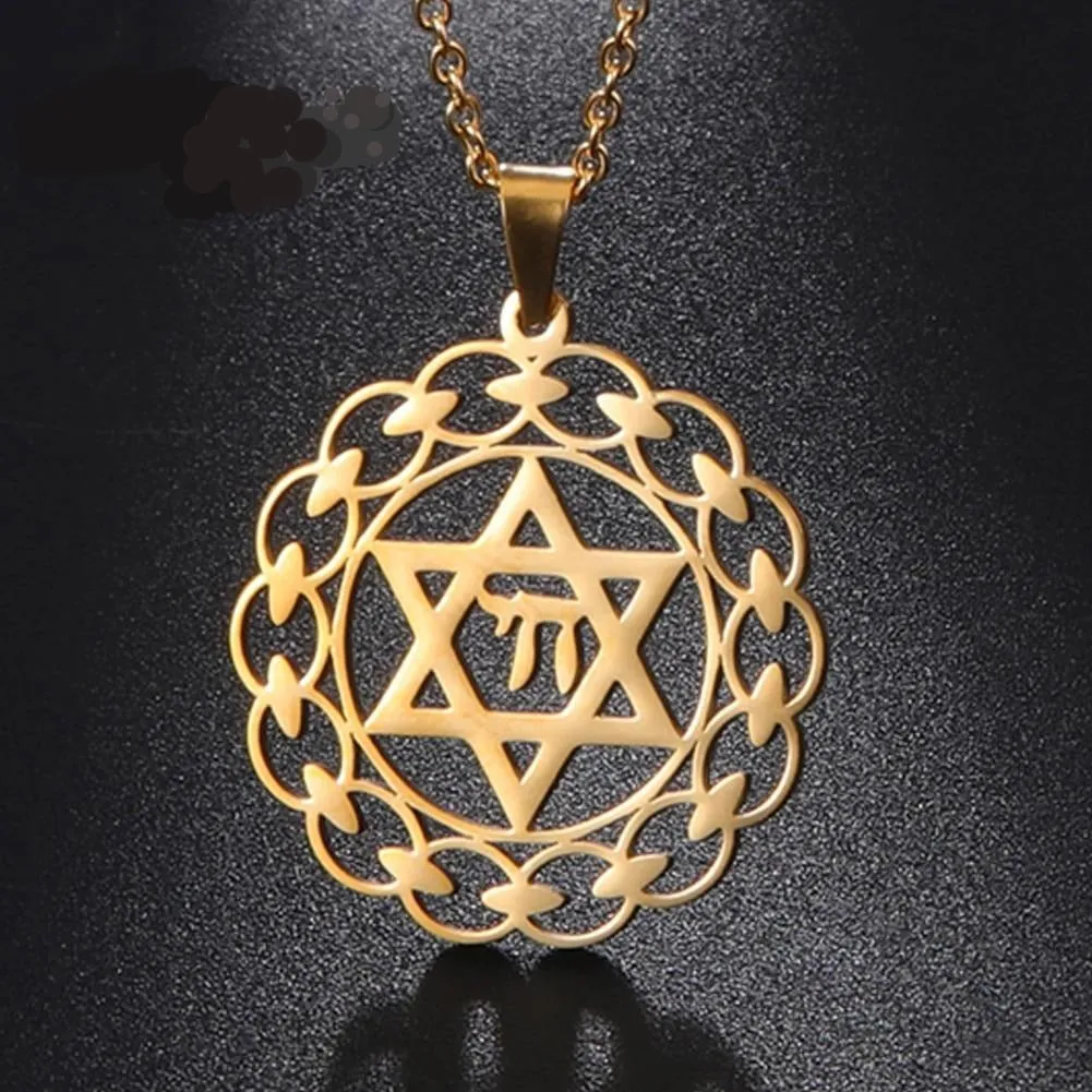 Women's Star of David Pendant Necklace with Chai Symbol