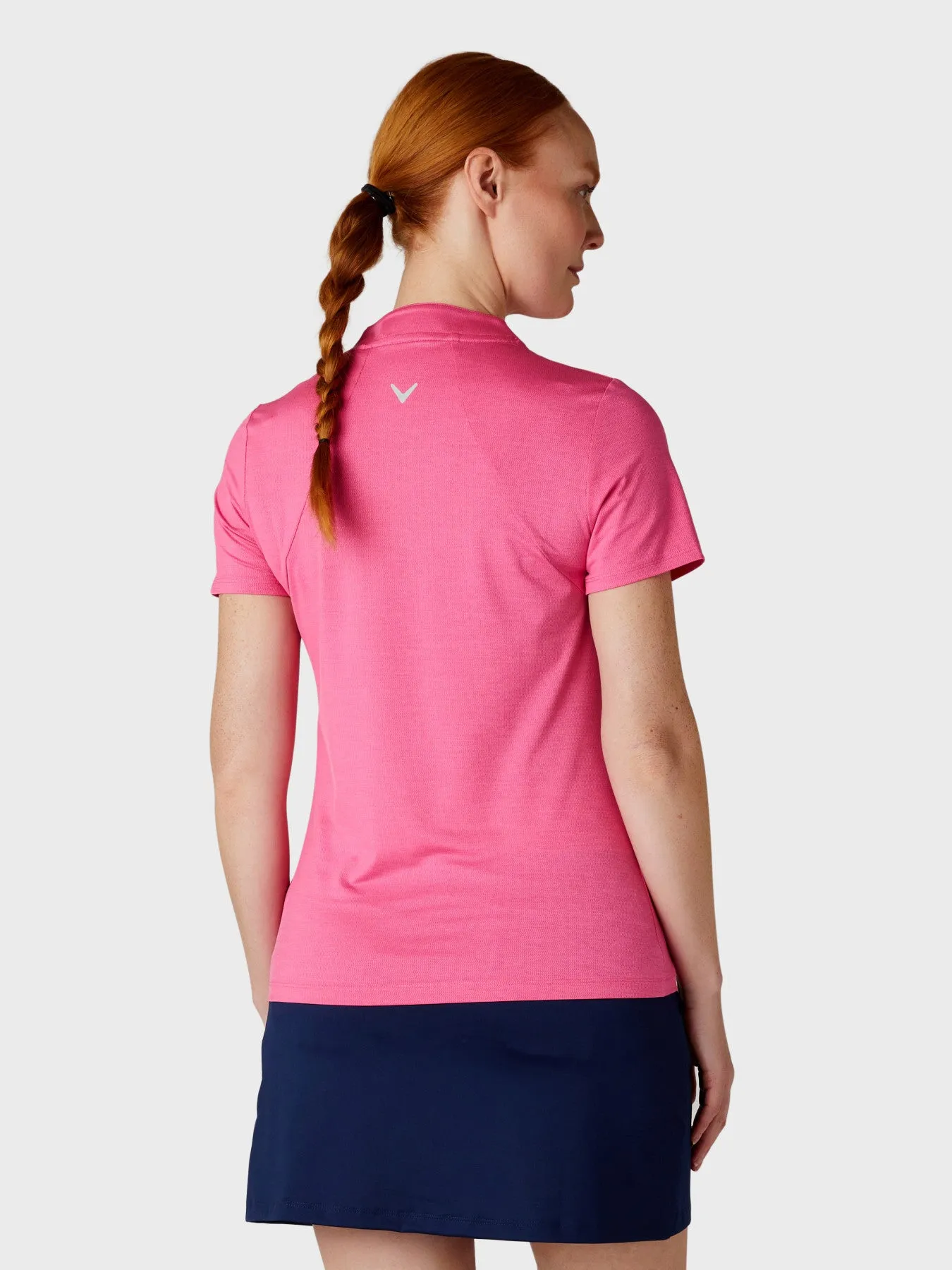 Women's Tonal Texture Heather Polo Top In Pink Peacock Heather