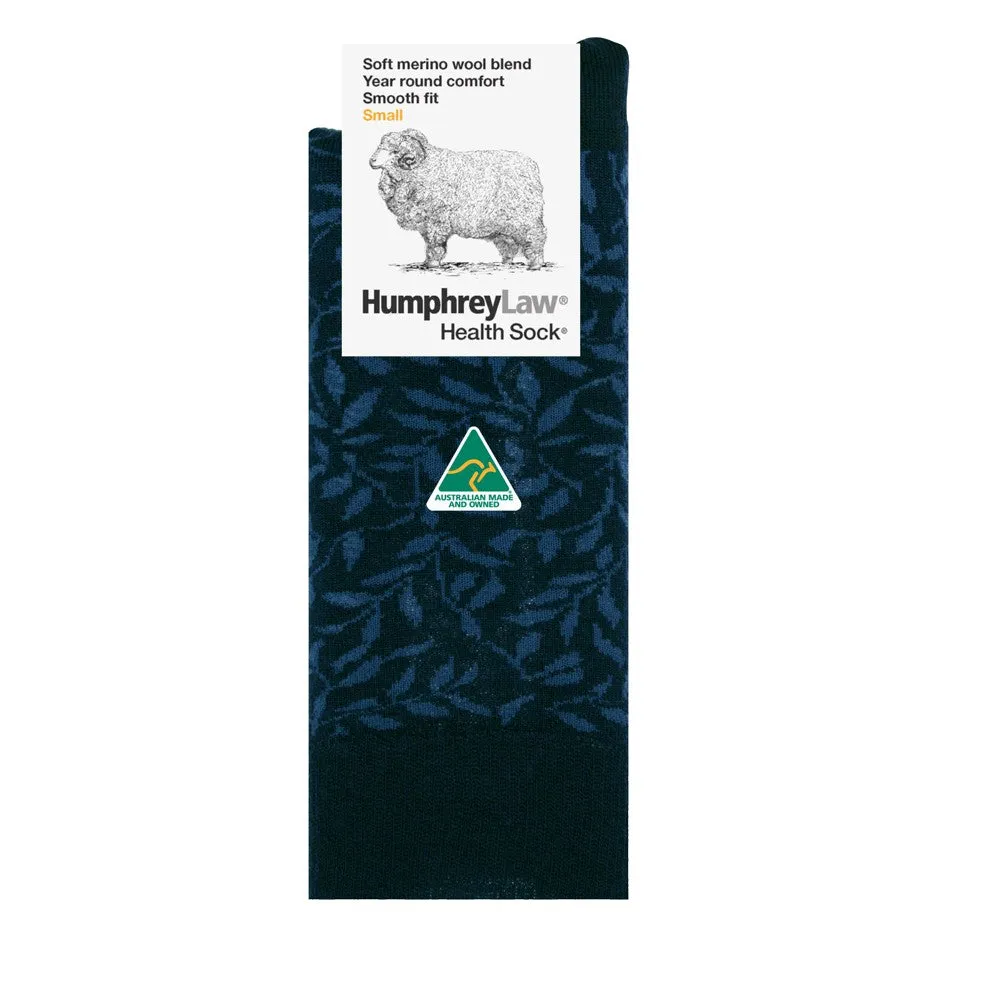 Wool Health Socks in Leaves Pattern in 5 Color Combinations