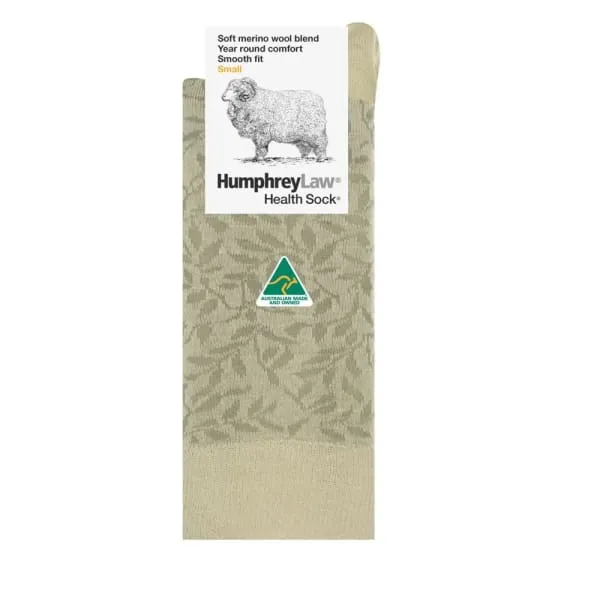 Wool Health Socks in Leaves Pattern in 5 Color Combinations