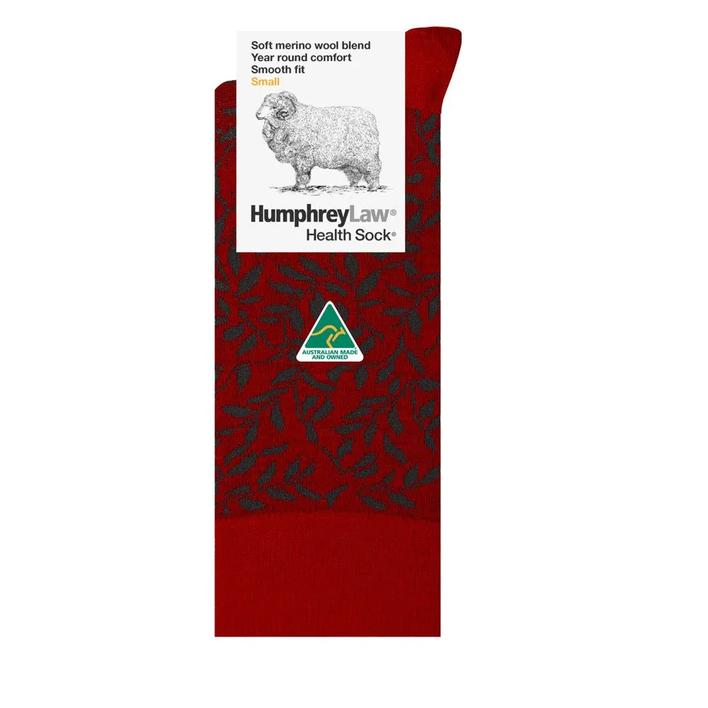 Wool Health Socks in Leaves Pattern in 5 Color Combinations