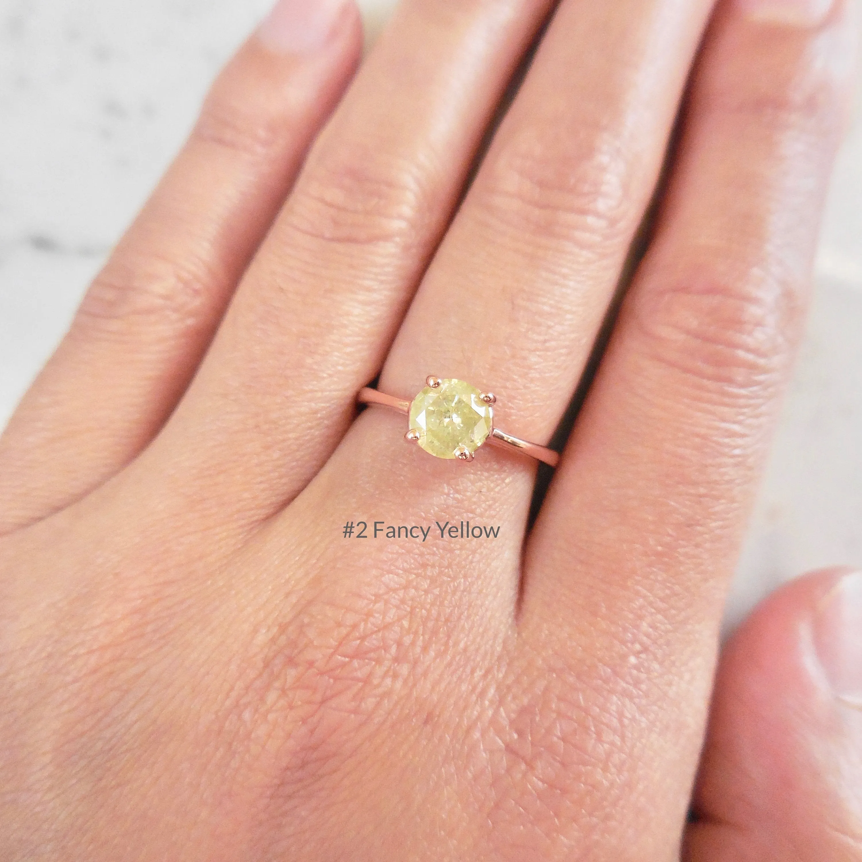 Yellow Diamond Solitaire Ring - 1 carat Yellow Diamond Rose Gold Ring -