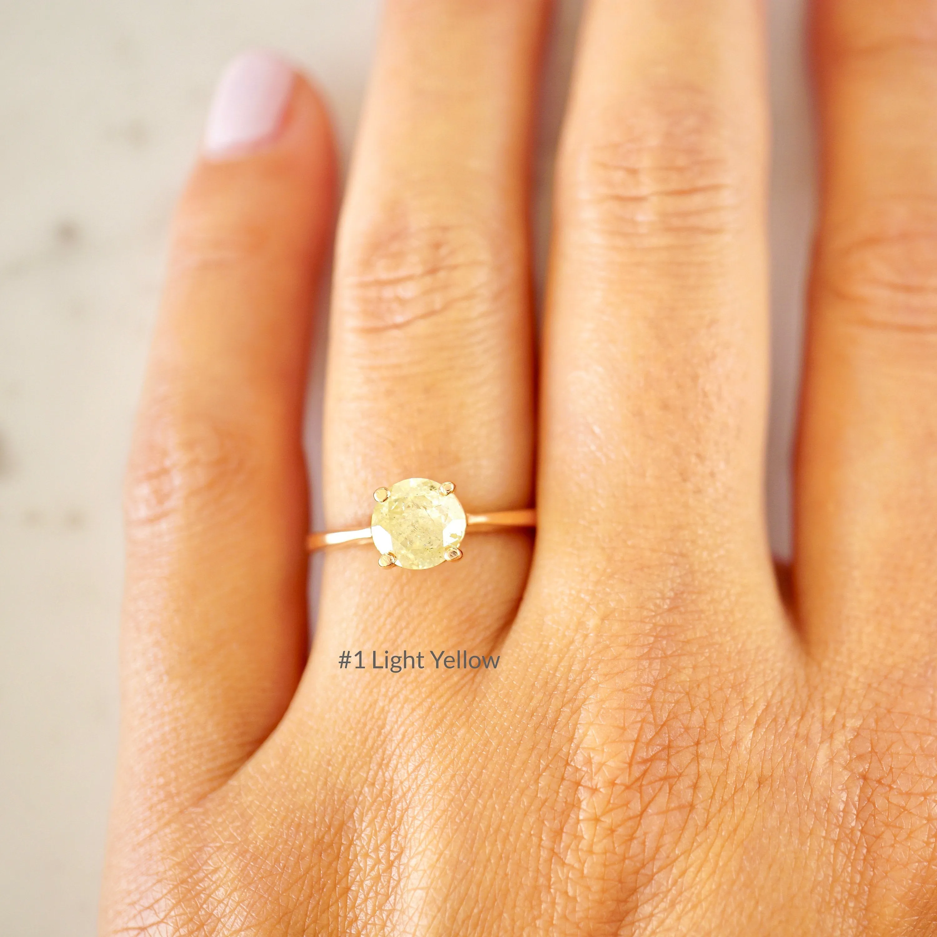 Yellow Diamond Solitaire Ring - 1 carat Yellow Diamond Rose Gold Ring -