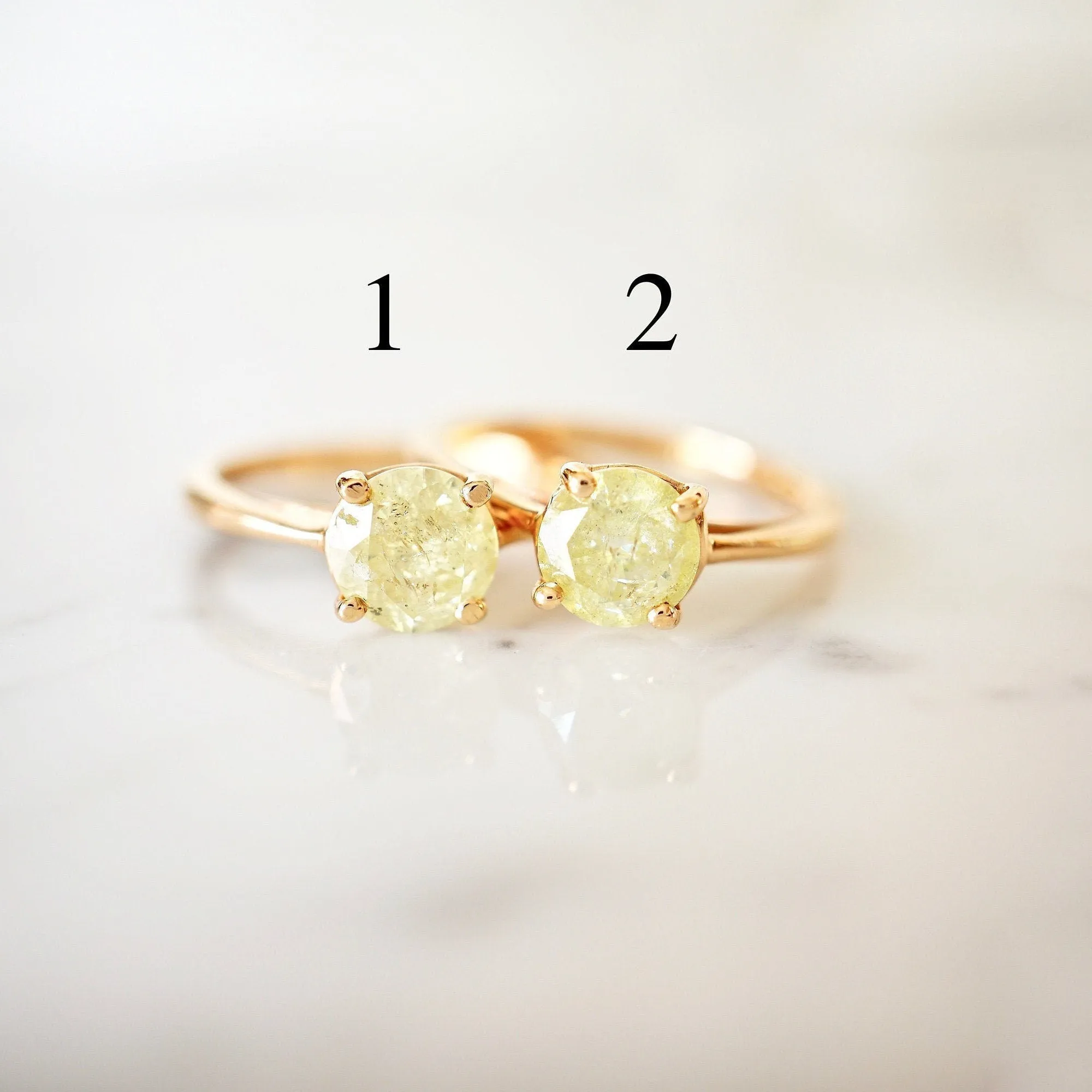 Yellow Diamond Solitaire Ring - 1 carat Yellow Diamond Rose Gold Ring -