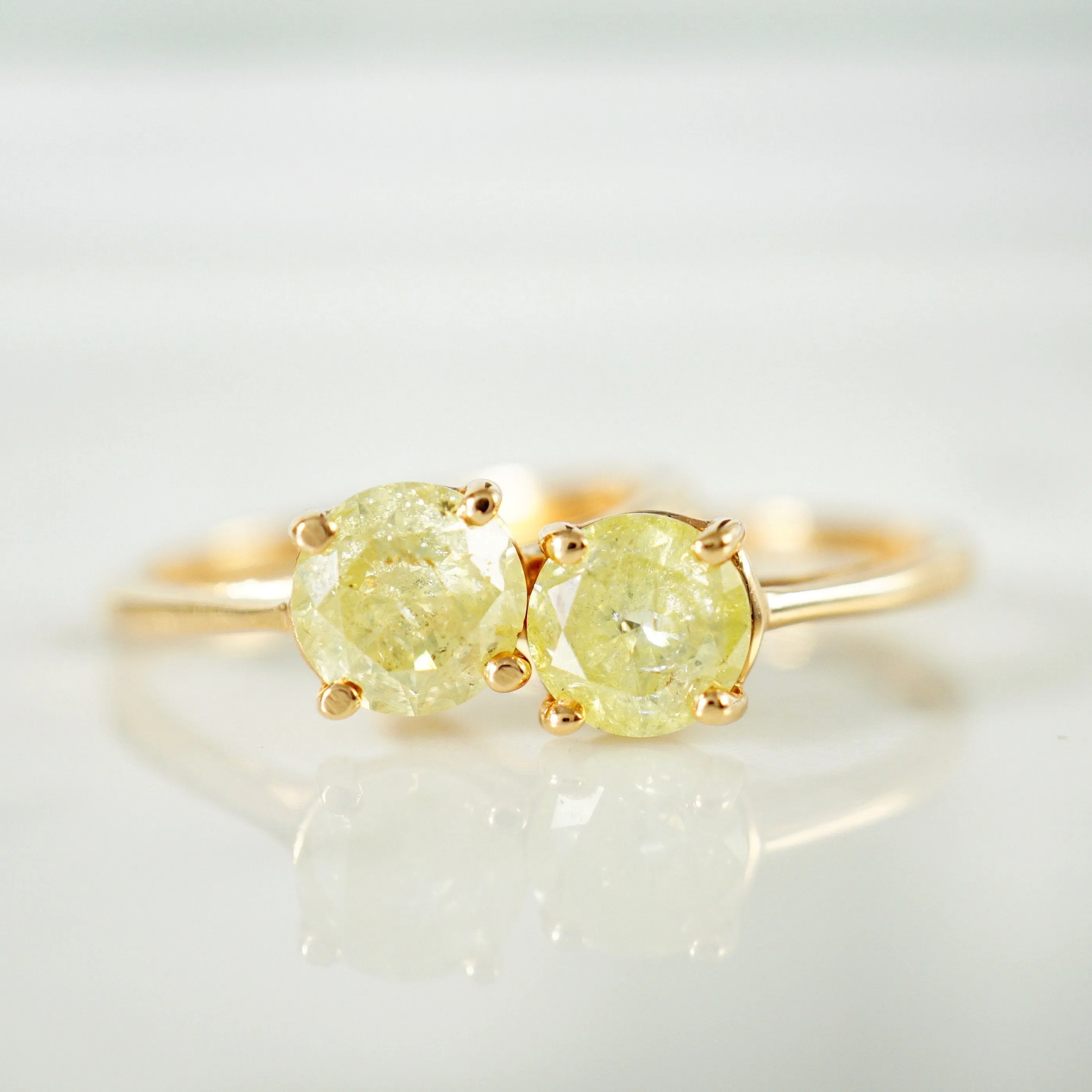 Yellow Diamond Solitaire Ring - 1 carat Yellow Diamond Rose Gold Ring -