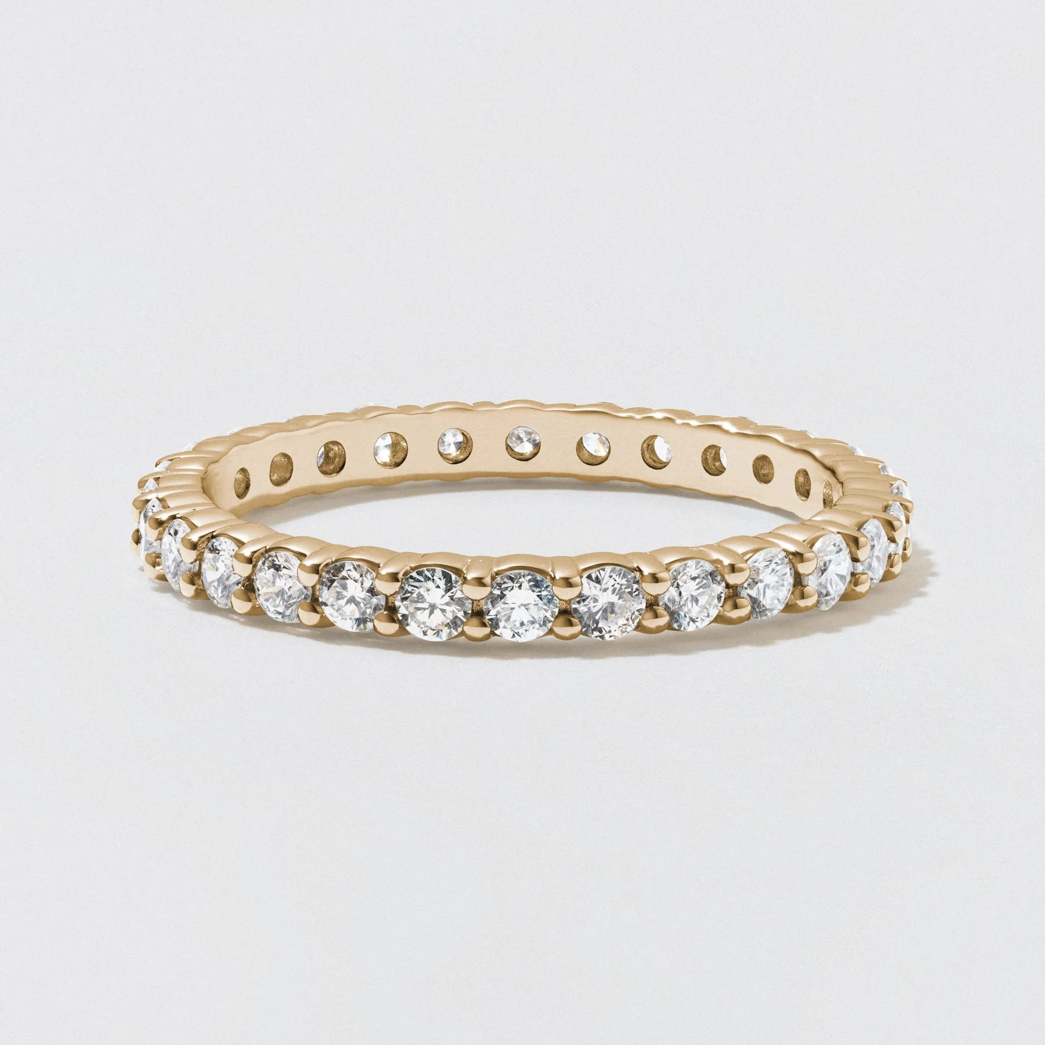 Yellow Gold Diamond Eternity Wedding Band - Polished 2mm